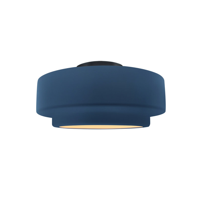 Plafonnier semi-encastré en céramique Dottie, Ciel à minuit, Noir mat, H 7 po x l 12 po x P 12 po