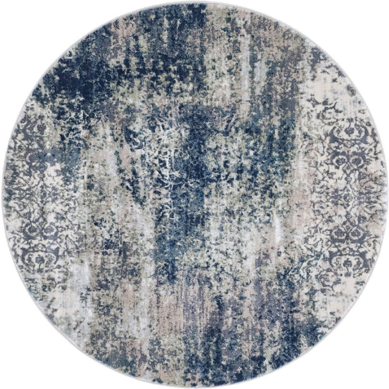 Tapis rond rond en pierre spirituelle ikat