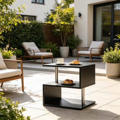 Table d'appoint chic à 3 niveaux en forme de S