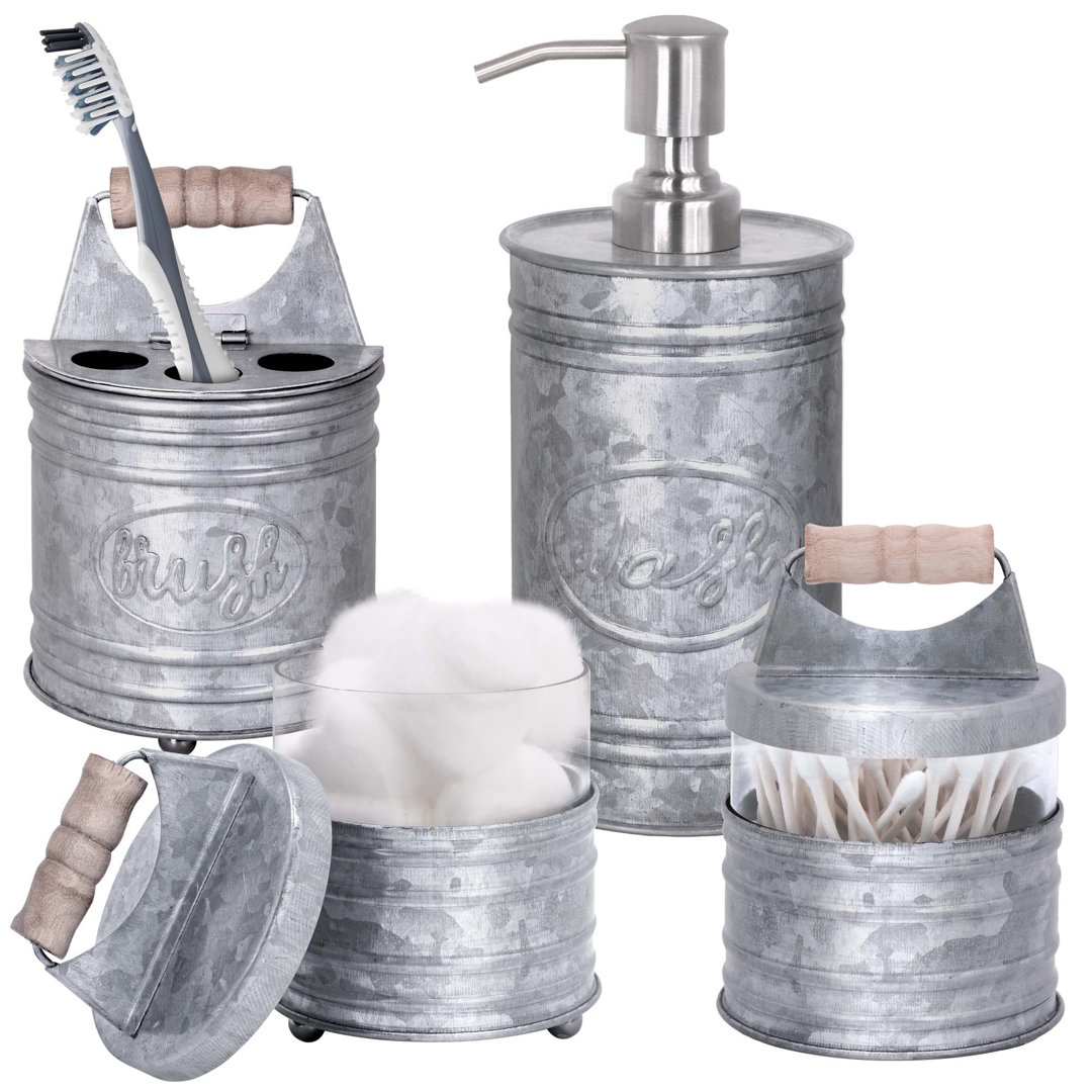 Yoann Rustic Bathroom Accessory Set - Galvanized August Grove® 