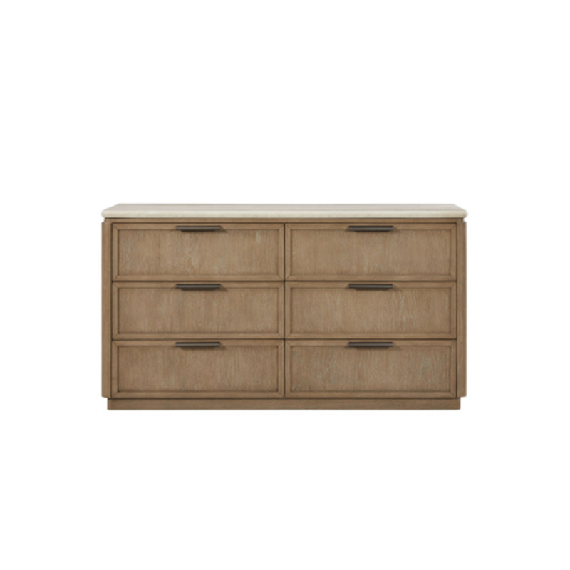 Commode en placage de chêne avec finition caramel pour une décoration de chambre sophistiquée