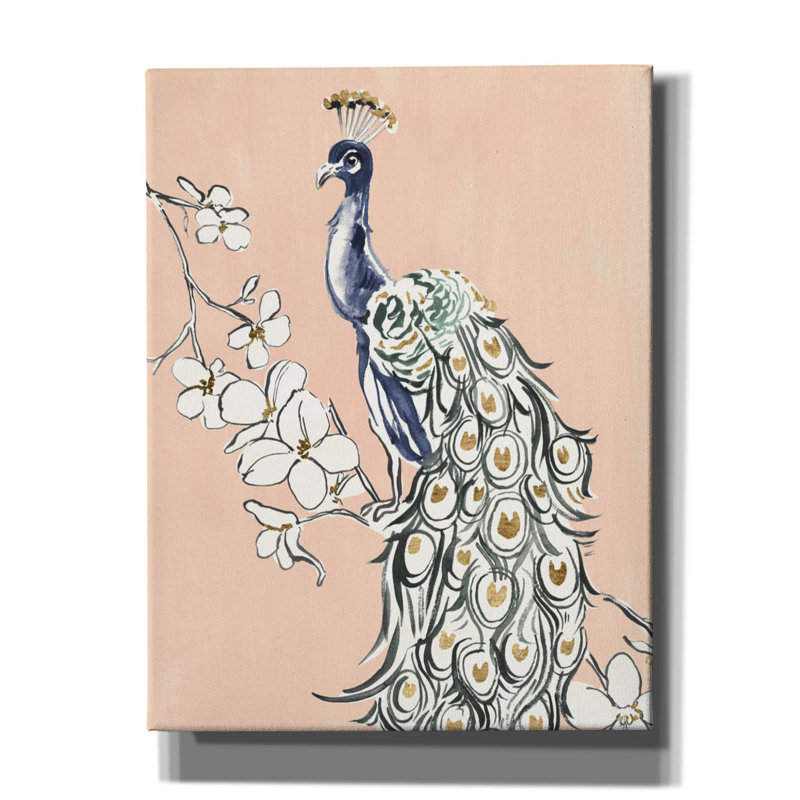Toile épique Graffiti «Peacock In Gold 4» par Annie Warren, 26 po x 34 po, H 34 po x l 26 po