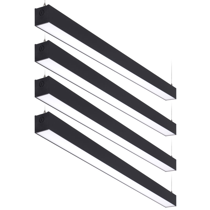 Luminaire linéaire à DEL 4FT 3CCT, luminaire de bureau à suspension à intensité variable de 40 W, Noir, 4, 4600lm