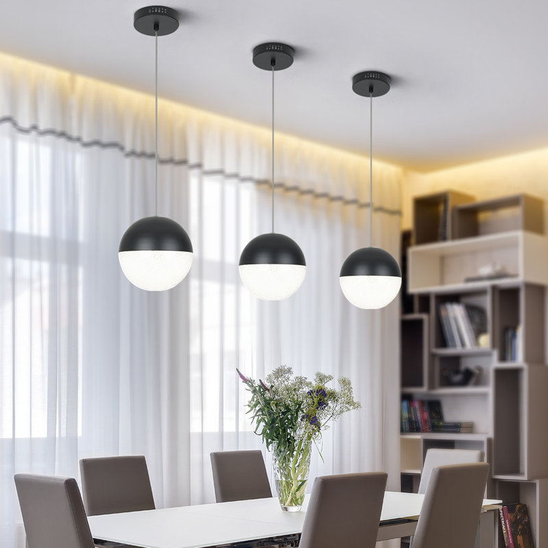 Luminaire suspendu sphère 1 lumière DEL Cobden, Noir