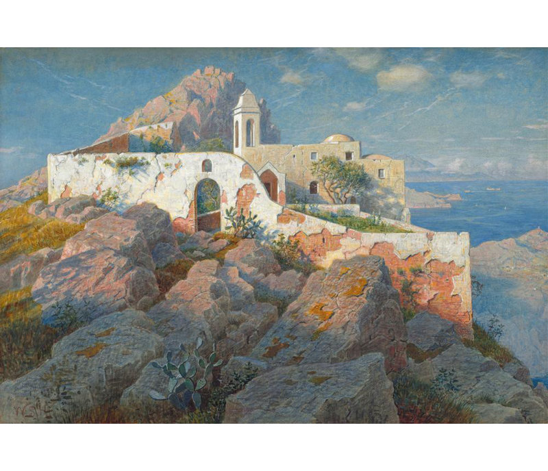 "Santa Maria a Cetrella, Anacapri" par William Stanley Haseltine - Art mural sur toile tendue, H 24 po x l 17 po