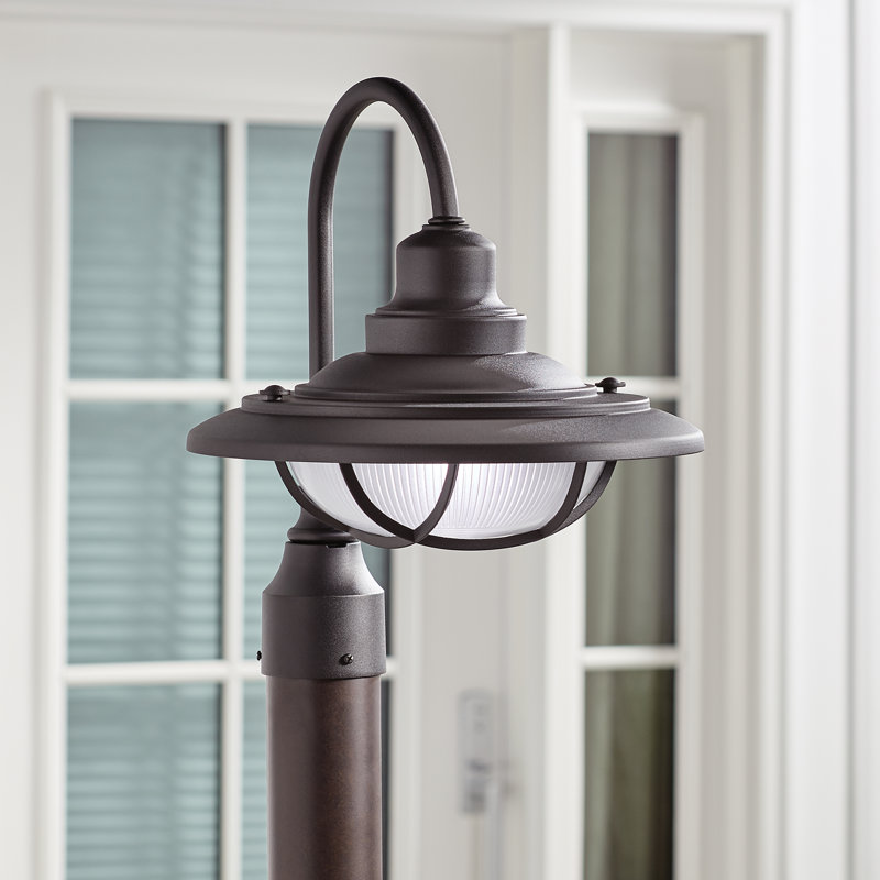 Elizabeth Textured Black 1-Light Post Lantern Head with Ribbed Etched Glass Shade