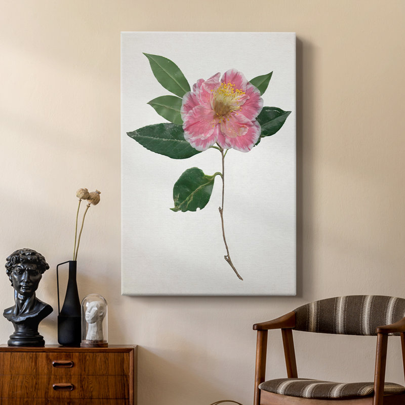 PressedCamelliaI -Custom Wrapped Gallery Cavas, 18" H x 12" W