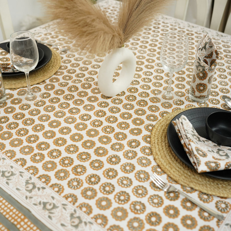Housse de table à imprimé bohémien - breloque rustique, Bulbul, L 118 po x P 72 po
