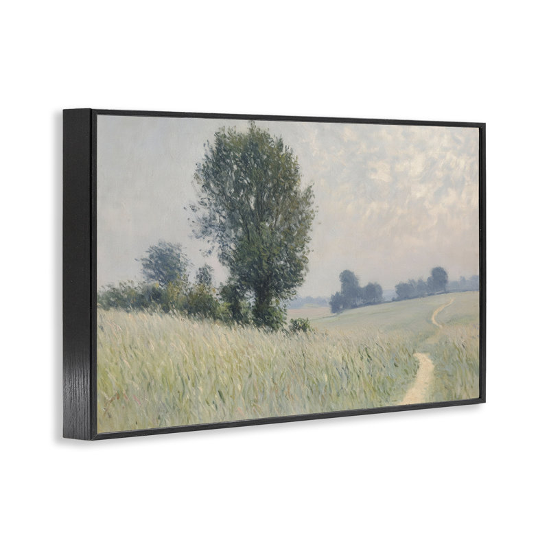 «Tall Grass Grass in Field Field», dessin par Petal Prints Design, H 12 po x l 18 po, Giclée encadrée noir minuit