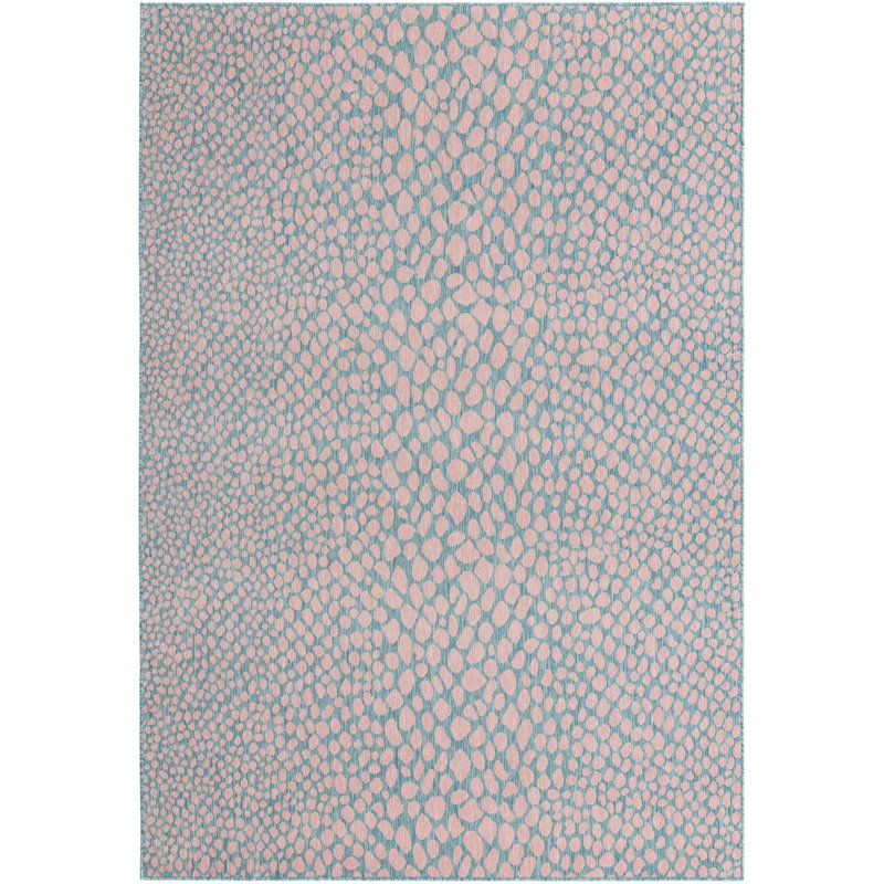 Outdoor Destiny Area Rug Aqua Color, Rectangle 7' x 10'