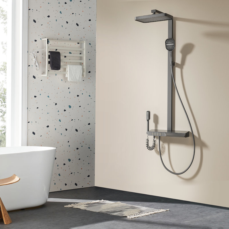  Complete Shower System with Rough in-Valve -4-Function Thermostatic, Matte Black