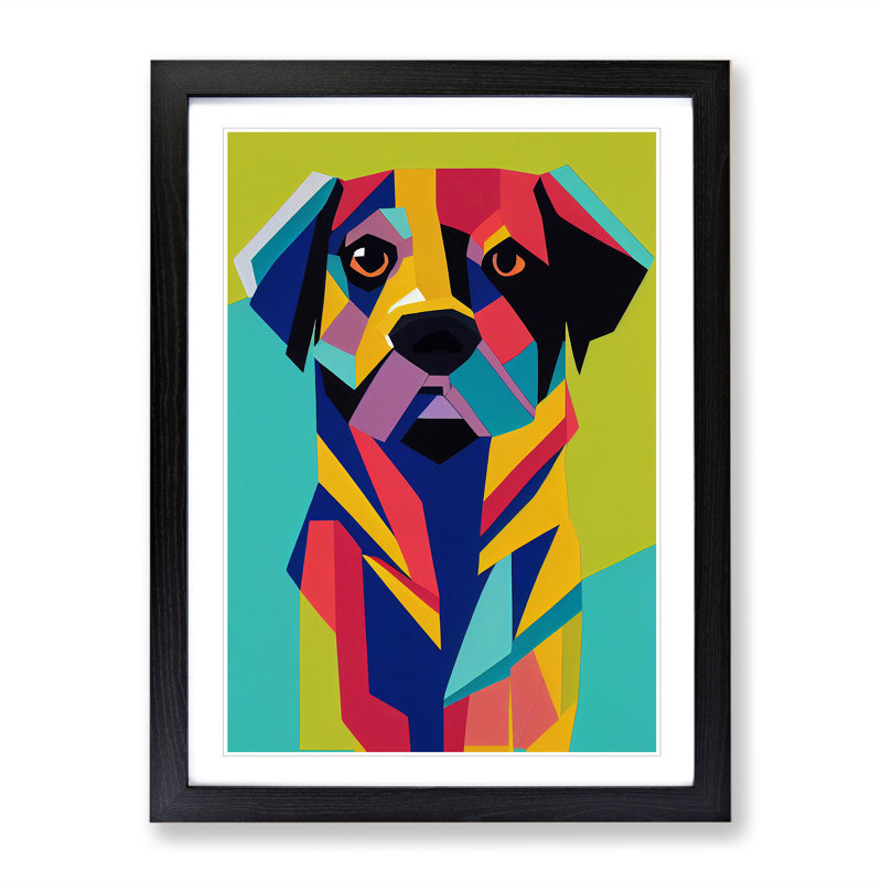 XV1022-251X Abstract Dog No.1 - Single Picture Frame Print, Black, 64cm H x 46cm W