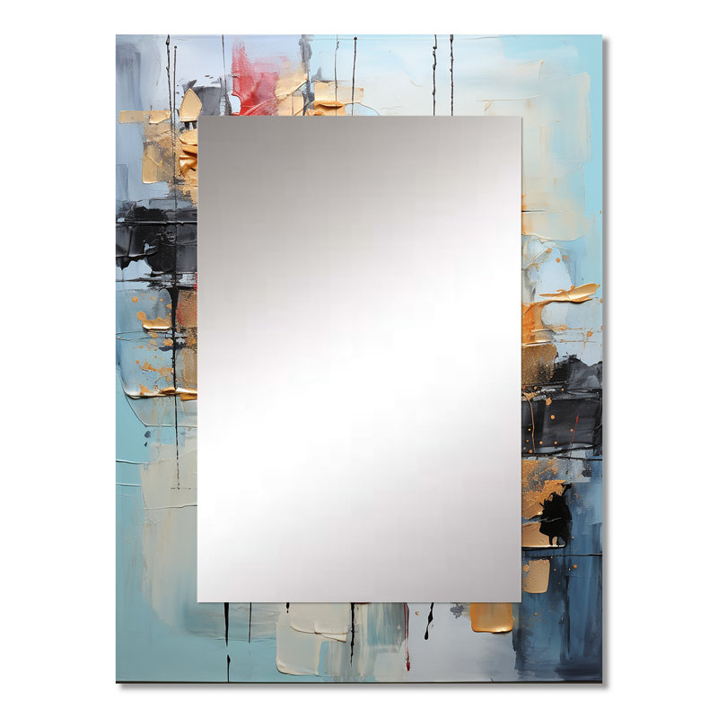 Collage Serenade II - Abstract Collages Decorative Mirror, Modern Large Wall Mirror, Printed Metal Art, 32" x 24"