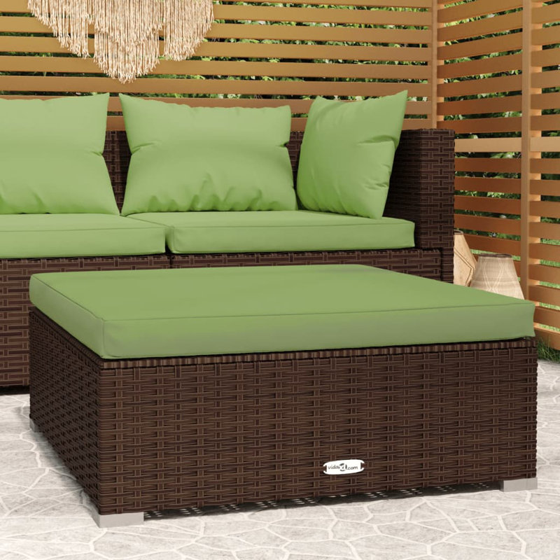 Repose-pieds d'extérieur en rotin, Green, Brun