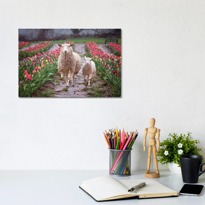 Mommy And Me Tulips by Karen Burke - Wrapped Canvas Print, 20.32cm H x 30.48cm W x 1.91cm D