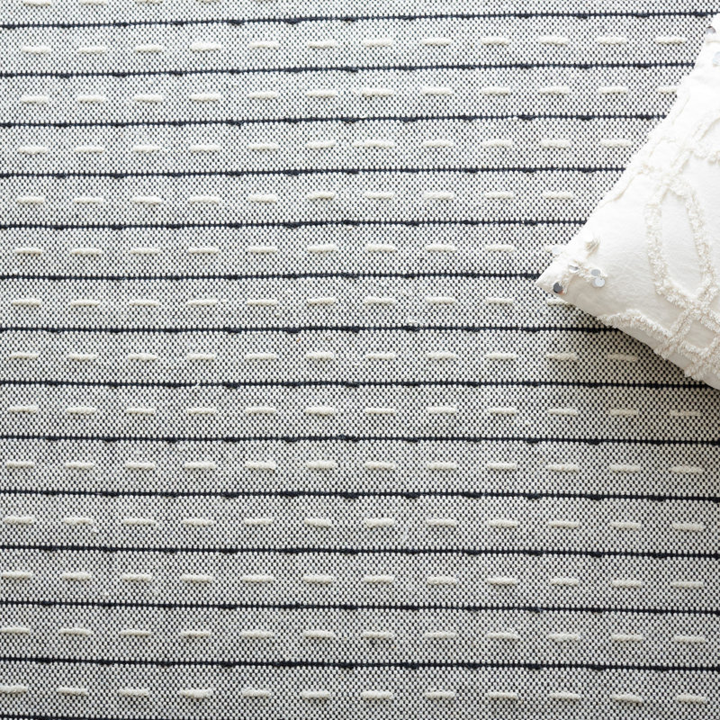 Tapis rayé en laine / coton Vermont, Carré 6 pi