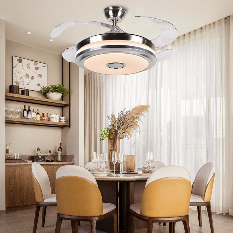 Ventilateur de plafond à 4 pales de 42 po à DEL 4 lumières avec télécommande et ensemble d'éclairage inclus Bonnye