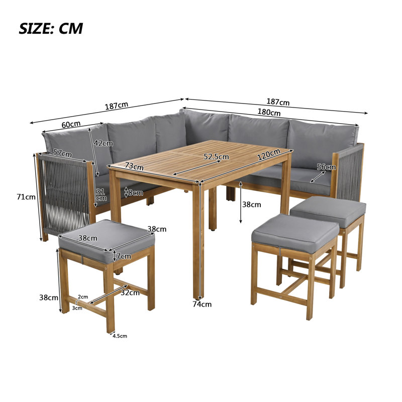Mulrooney 8 - Person Patio Dining Set with Rectangular Table , Cushions Included