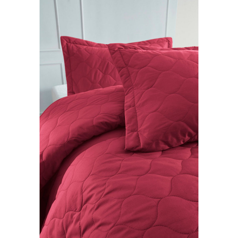 Cotton Coverlet, Claret Red, 71" x 89" Bedspread + 1 Standard Pillowcase