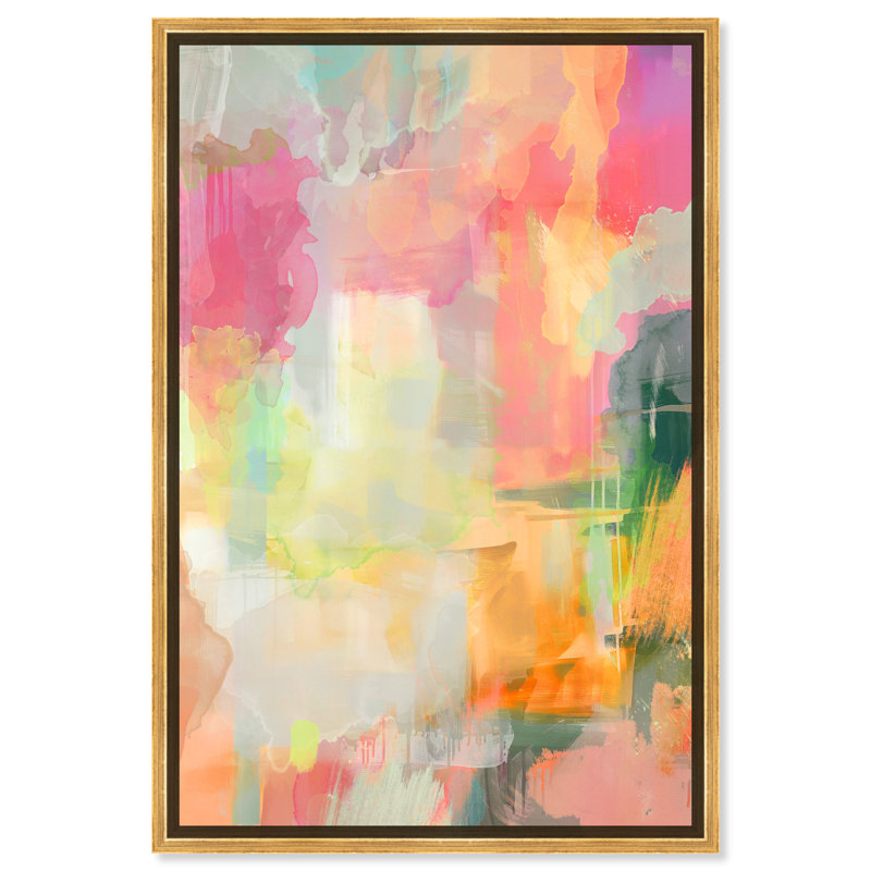 Art abstrait coloré sel et baies II par Art Remedy, Encadrement doré, H 16 po x l 11 po