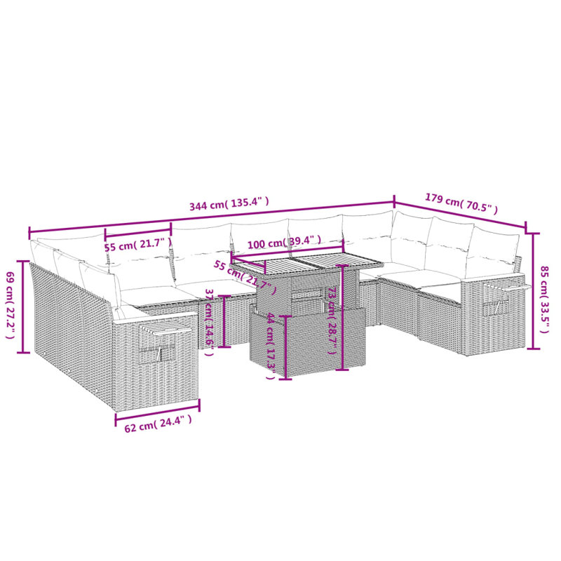Vidaxl Garden Sofa Set Grey