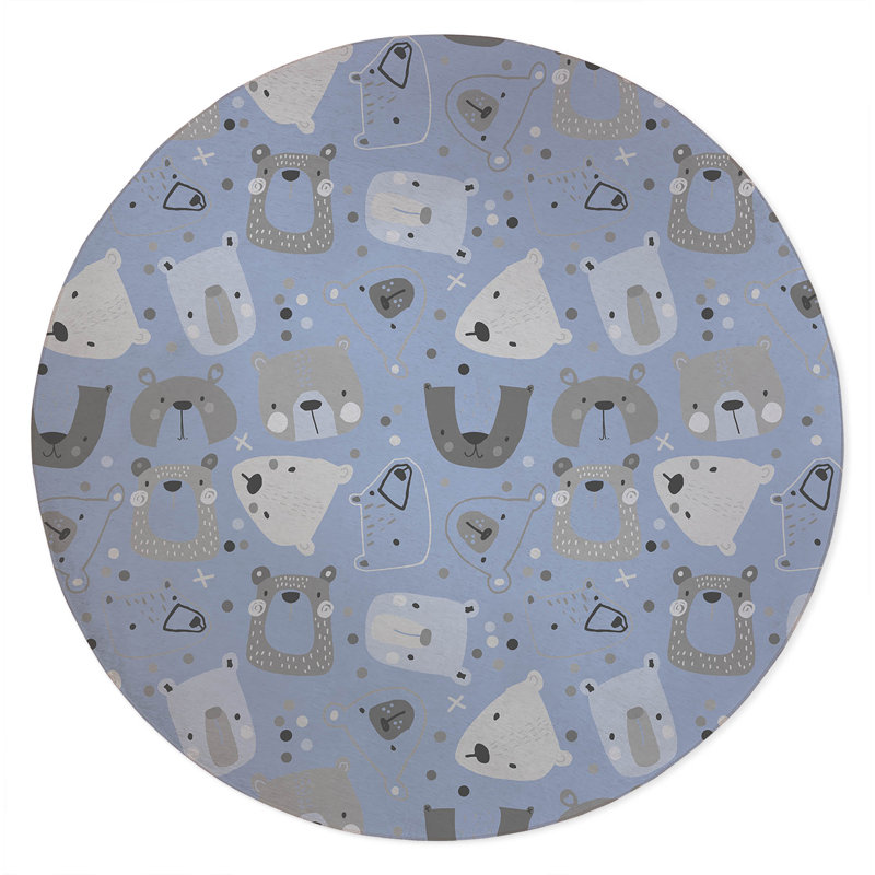 Bear Face Kids Play Mat, Round 5'