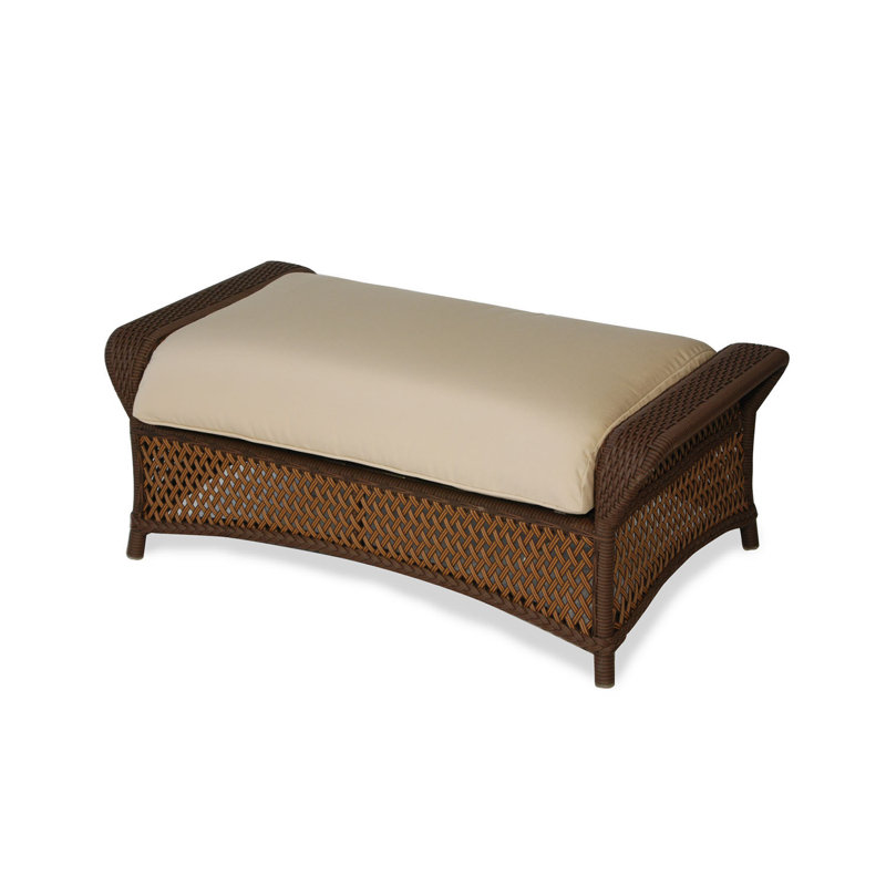 Grand Traverse Outdoor Ottoman, Caramel, Canvas Natural Sunbrella® Canvas