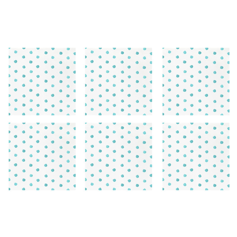 Papersoft Spunlace Polka Dots Square Napkin, Aqua, 10" Square