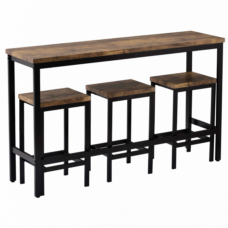 Counter Height Extra Long Dining Table Set, Brown
