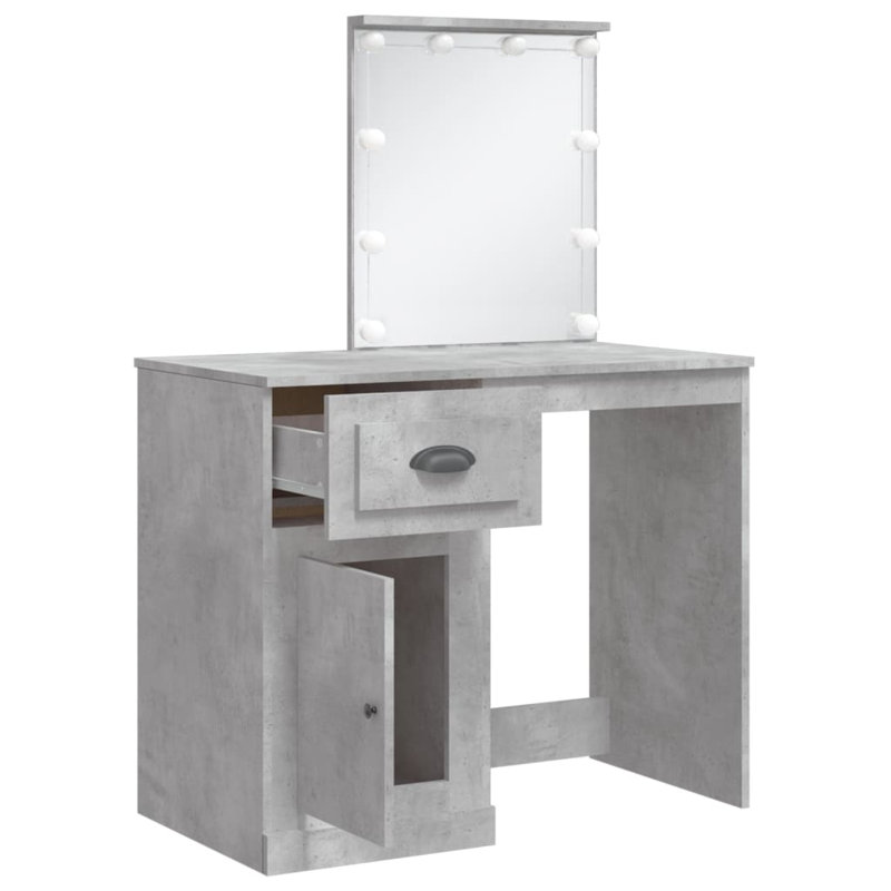 Dressing Table with Mirror, Concrete Grey