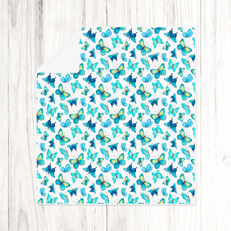 Throw Blanket, 51" W x 60" L, Animal Print/Abstract, Light Blue/Green/White
