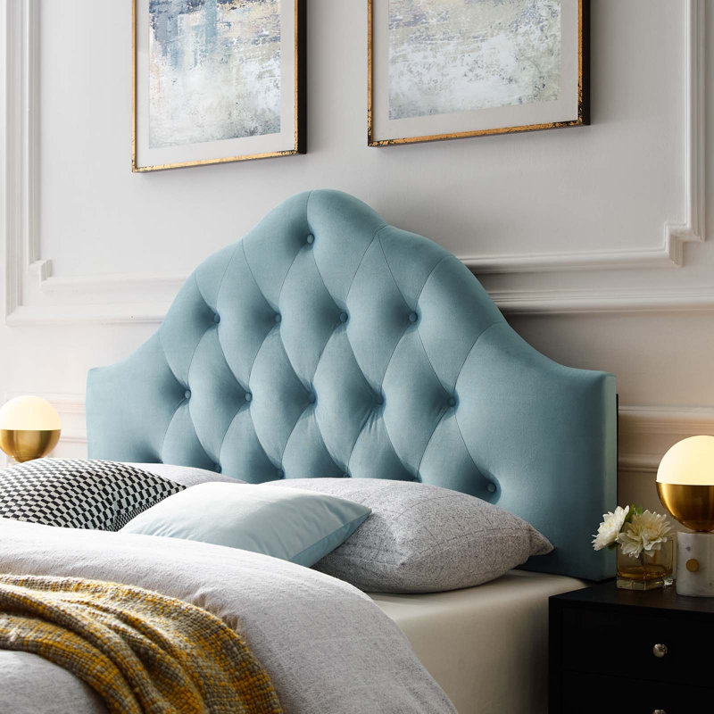 Sovereign Diamond Tufted Performance Velvet Headboard by Modway, Light Blue, Full
