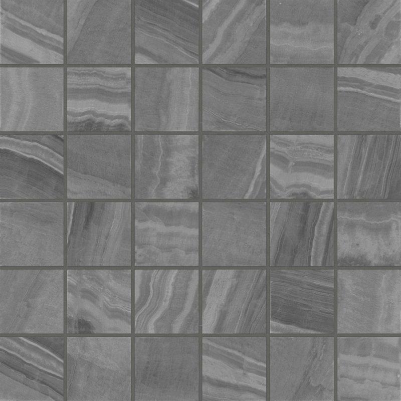 Gemma 12" x 12" Polished Porcelain Marble Look Wall & Floor Tile, Gray Onyx