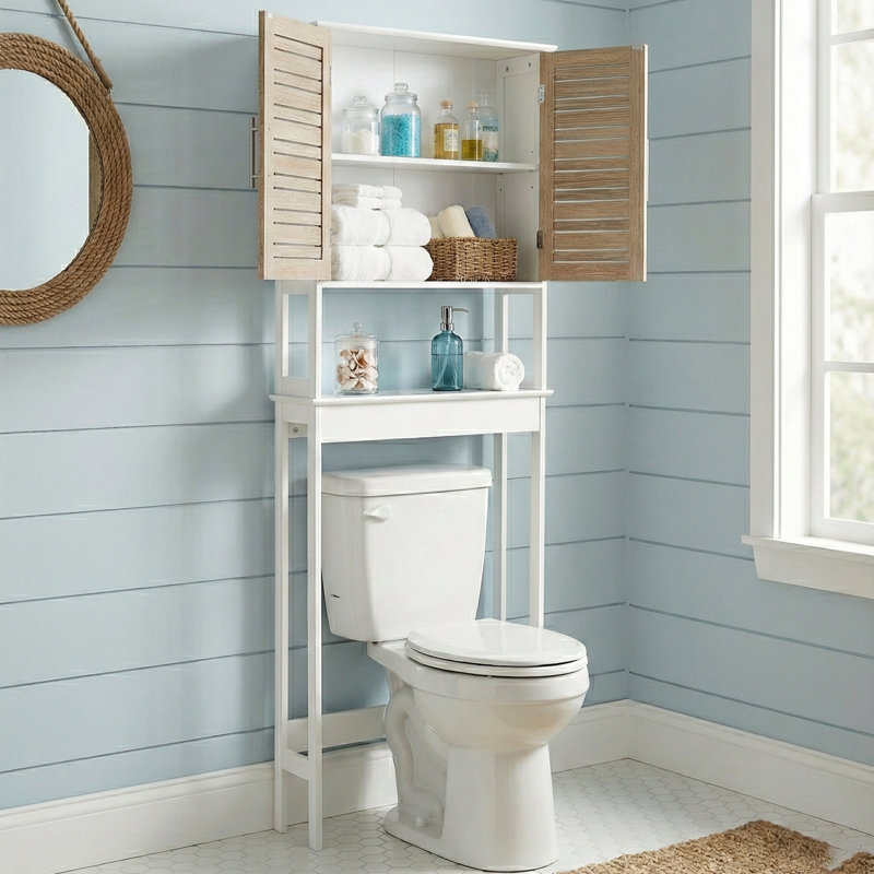 Étagère de rangement double au-dessus des toilettes Stockholm