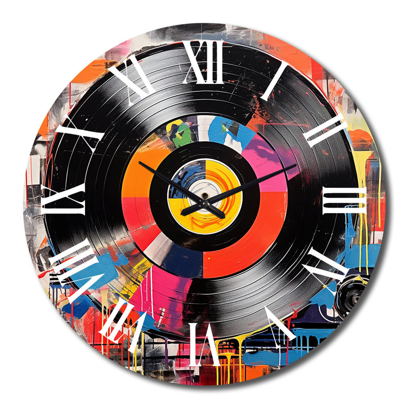 Horloge murale - Vinyle rétro coloré III, Très grand
