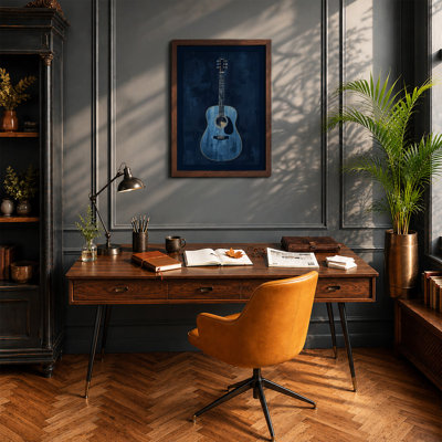 Classical Guitar in Blue Modern - Framed Print