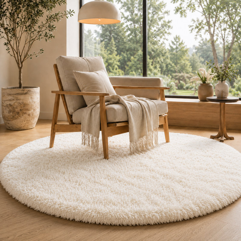Plush Round Area Rug, Soft Fuzzy Shag Rug for Bedroom Living Room Balcony, Fluffy Carpet for Home Decor, Non-Slip Cozy Decorative Rug.