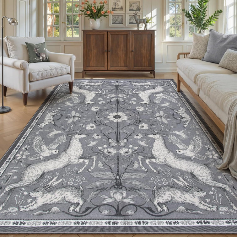Goldene Boho Animal Washable Living Room Area Rugs, Soft Rugs for Bedroom, Boho Non Slip Carpet