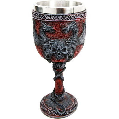 Ebros Celtic Dual Twin Dragon Blood Guarding Skull Heraldry Crest 7""H Wine Goblet Cup Chalice Beverage Drinks Dungeons And Dragons Medieval Renaissanc -  Trinx, 5ED353EF4E844E88A46ABAA12204CDA5