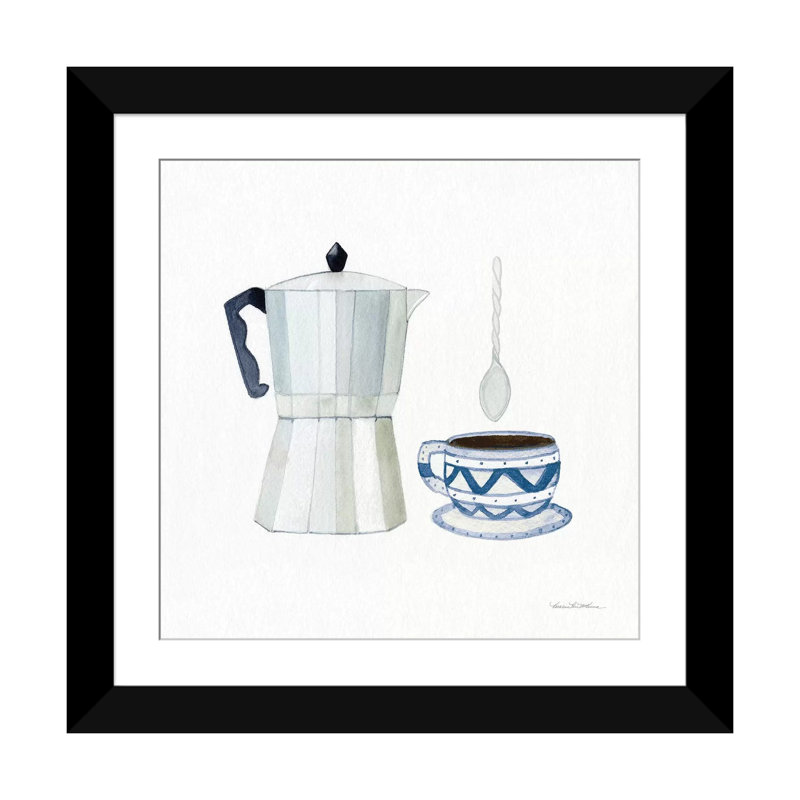 «Coffee Break VII», reproduction sur toile tendue, Papier d'art encadré noir, Blanc, H 24 po x l 24 po x P 1 po