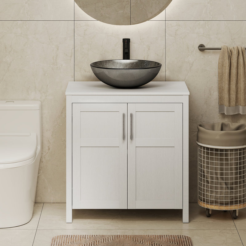 Meuble-lavabo avec lavabo bol 30 po Warde, White, 30", White