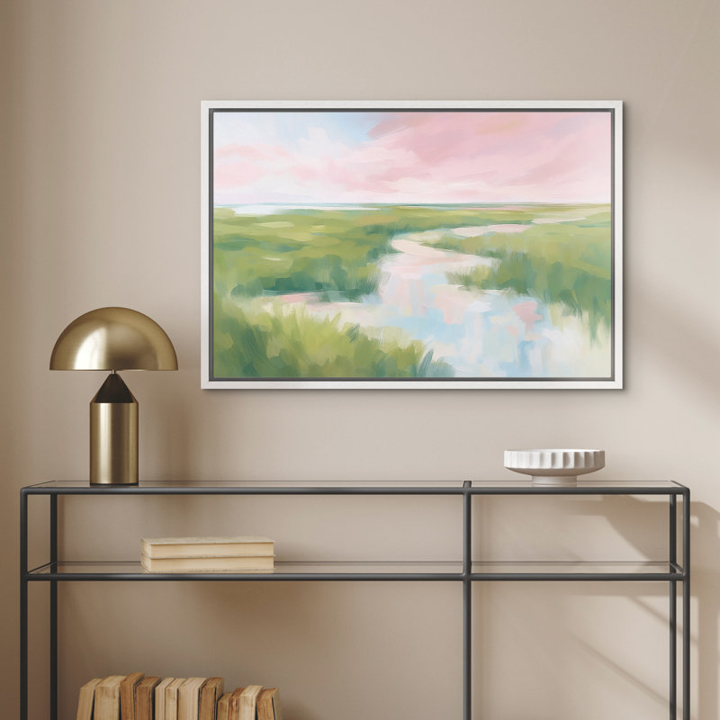 «Pastel Marshland Impressionist», impression encadrée pour paysage de chambre à coucher ou décor naturel, H 16 po x l 24 po