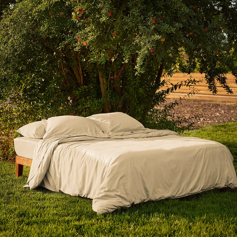 Sunrise Sateen Sheet Set, Sand, Twin XL Sheet Set with 2 Pillowcases