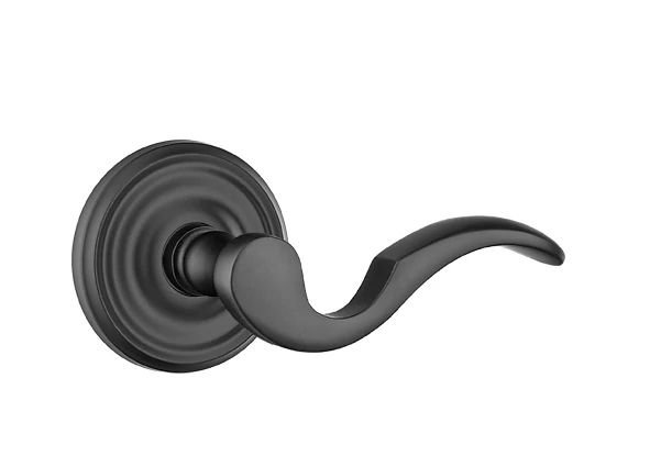 Emtek Passage Interior Mortise w/ Regular Rosette & Cortina Lever, Left, Flat Black