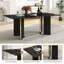 Ensemble de table de salle à manger rectangulaire avec chaises capitonnées, ensemble de table de salle à manger de style campagnard Mid-Century-837927364-837927366-837927367