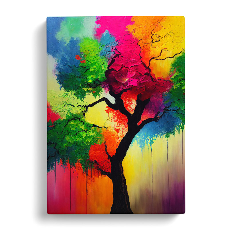 Colourful Tree No.3 - Painting, 50cm H x 35cm W x 3cm D, Wrapped Canvas, No Matte