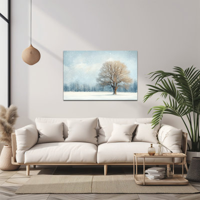 Grand paysage d'arbre enneigé, art mural sur toile, nature givrée, impressions sur toile pour salon chambre à coucher, grandes affiches de peinture 28 x 40 po, œuvre d'art moderne de scène d'hiver, 20 po x 30 po