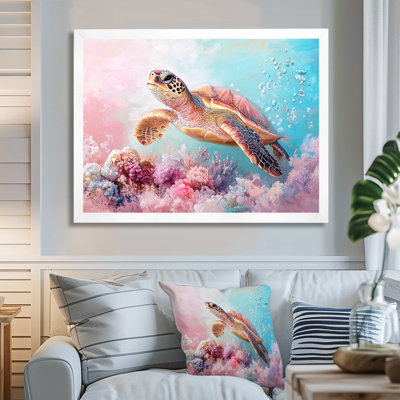 Tortue dans le récif de corail I - tortue, art mural