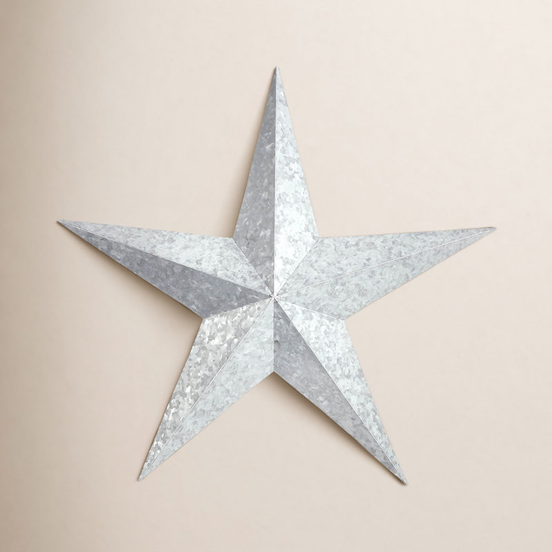  Décoration murale festive en métal étoile, H 24 po x l 24 po x P 2,5 po, Gris
