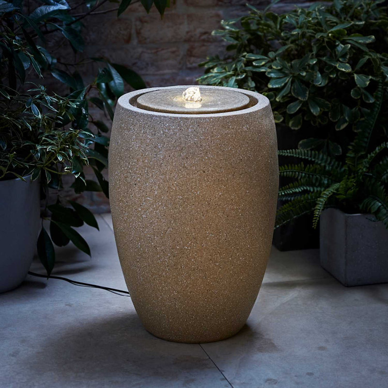 Outdoor Fountain with Lights, Beige